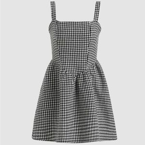 CIDER Houndstooth Pattern Mini Dress